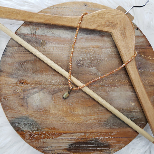 The Long and Little Rust Orange Crystal Necklace