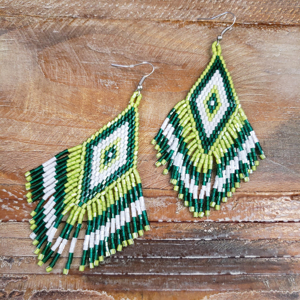 The Want To Know Green Beaded Earrings