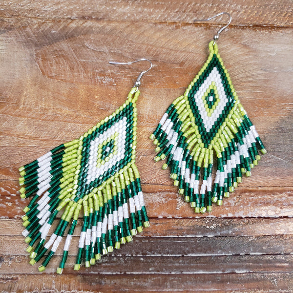 The Want To Know Green Beaded Earrings