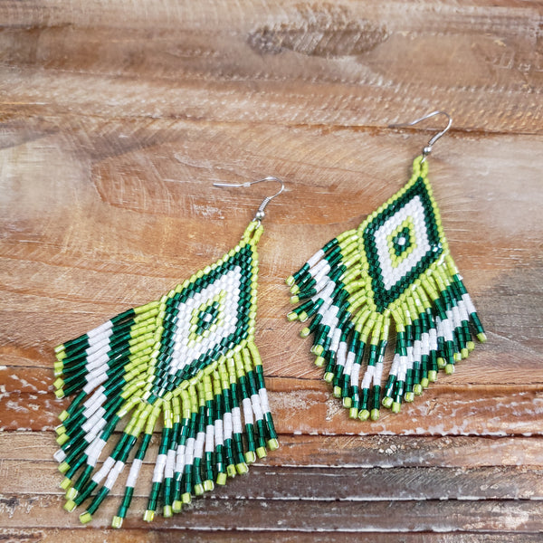 The Want To Know Green Beaded Earrings