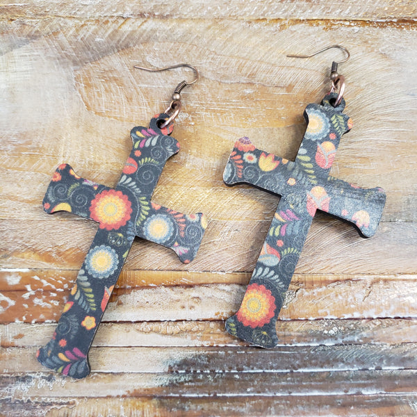 The Leather Cross Earrings
