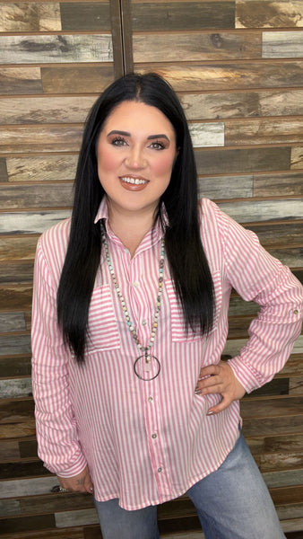 The Striped Pink Top Cardigan