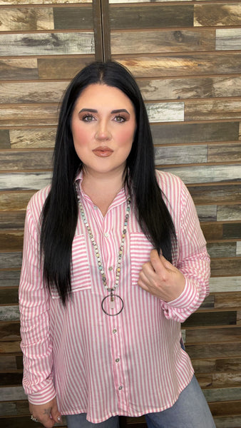 The Striped Pink Top Cardigan