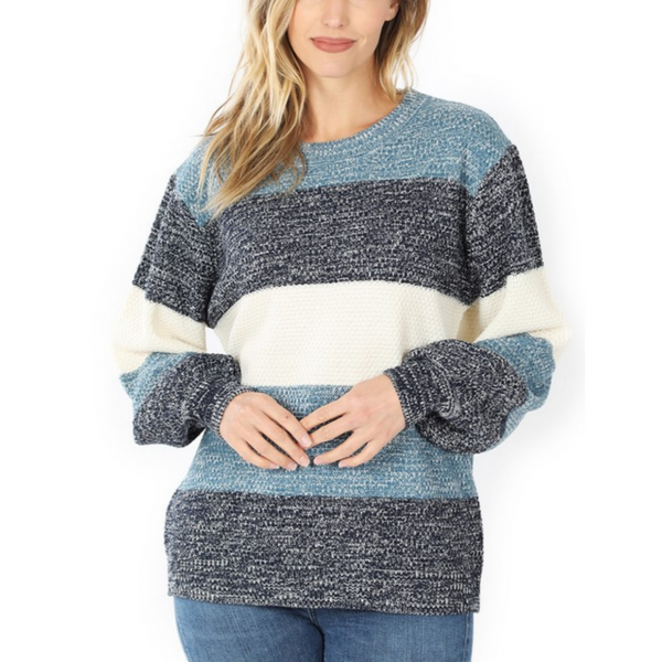 The Blue Color Block Sweater
