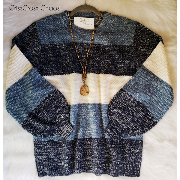 The Blue Color Block Sweater