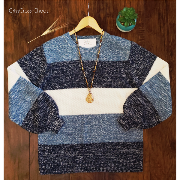 The Blue Color Block Sweater