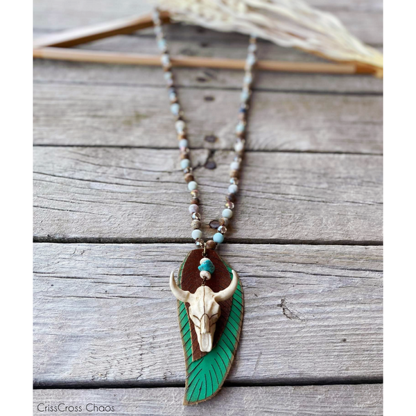 The Feathers and Steer Necklace