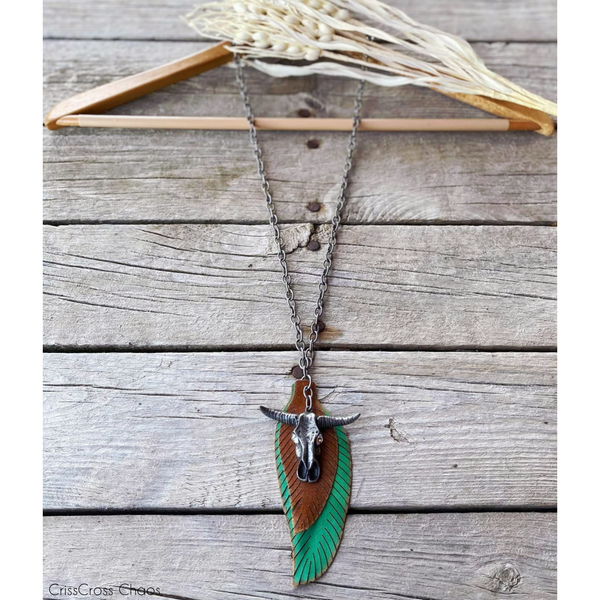 The Feathers and Steer Necklace