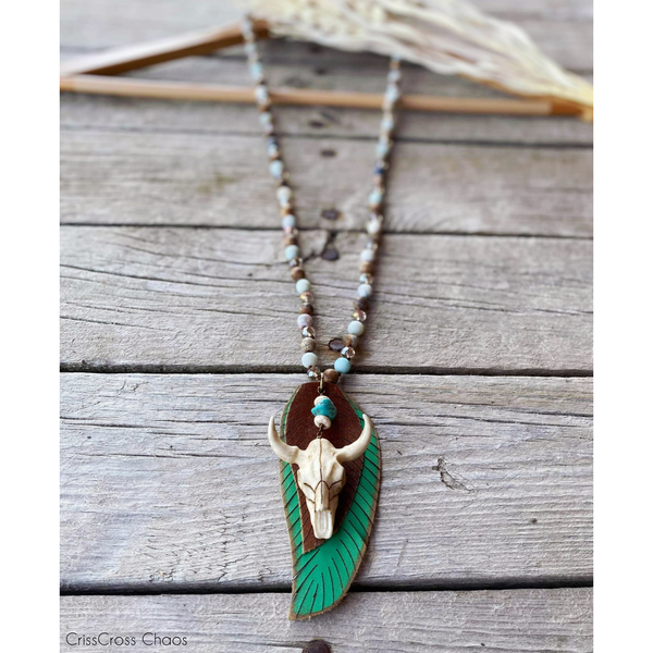 The Feathers and Steer Necklace