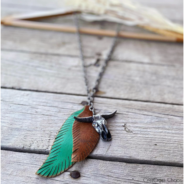 The Feathers and Steer Necklace