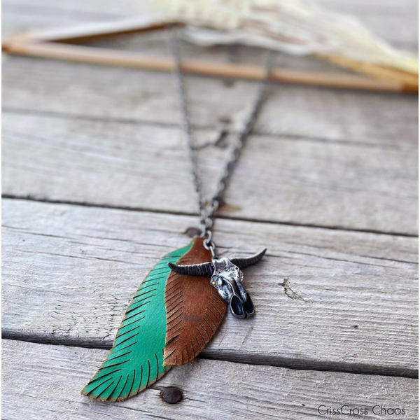 The Feathers and Steer Necklace